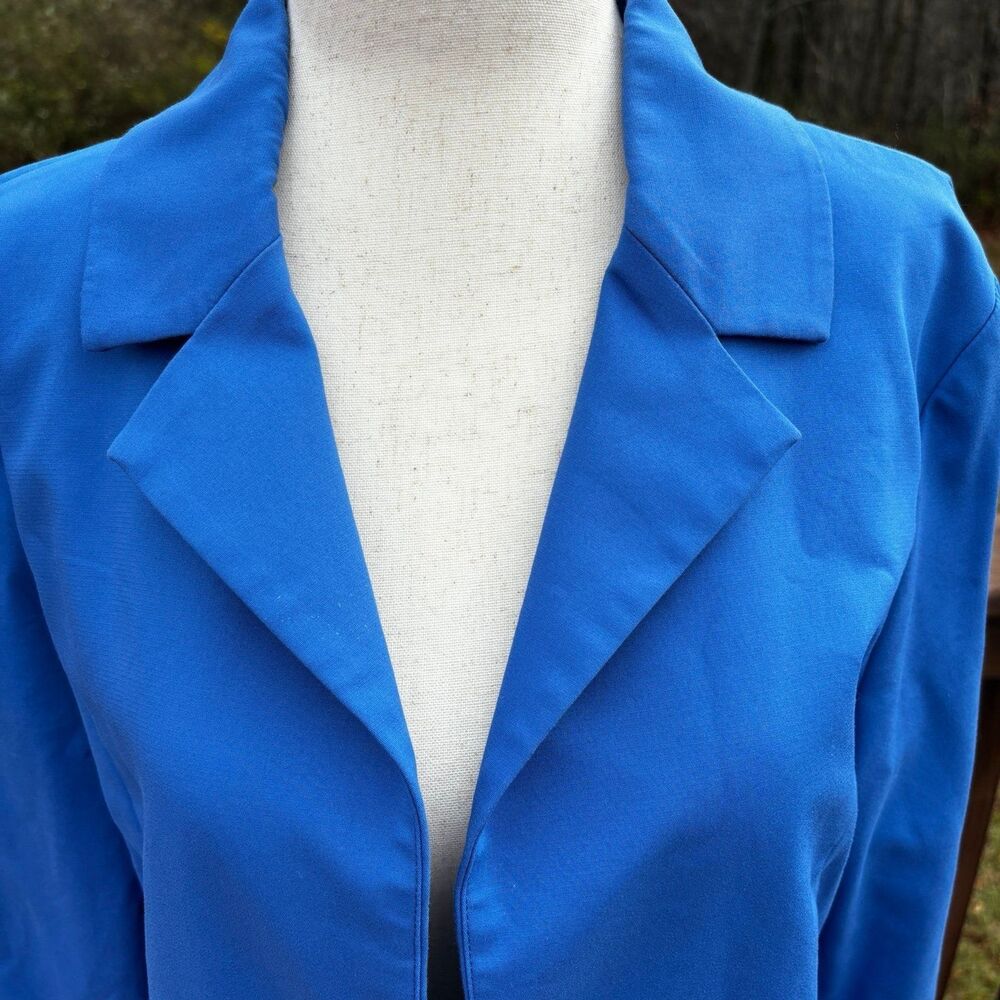 Misook Women's Longline Blazer Jacket Cotton Stretch Blue Size XS - Picture 4 of 13